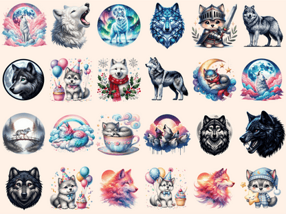 Wolves Clipart autopost Cute wolf art Digital wolf art - WondersArtist