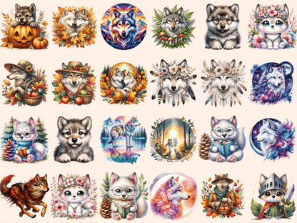 Wolves Clipart autopost Cute wolf art Digital wolf art - WondersArtist