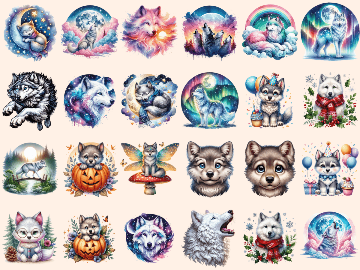 Wolves Clipart autopost Cute wolf art Digital wolf art - WondersArtist