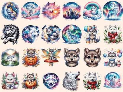 Wolves Clipart autopost Cute wolf art Digital wolf art - WondersArtist