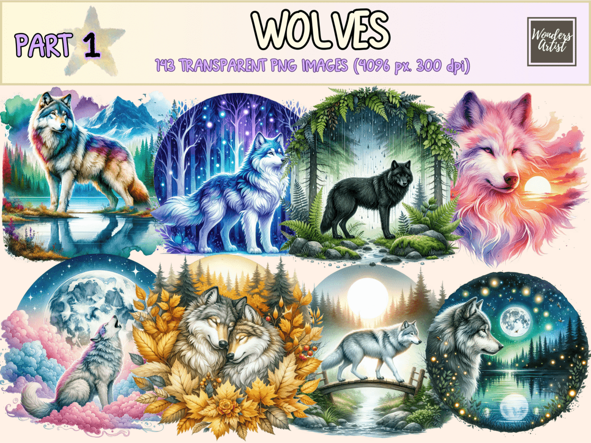 Wolves Clipart autopost Cute wolf art Digital wolf art - WondersArtist