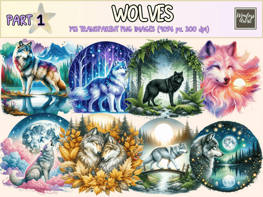 Wolves Clipart autopost Cute wolf art Digital wolf art - WondersArtist