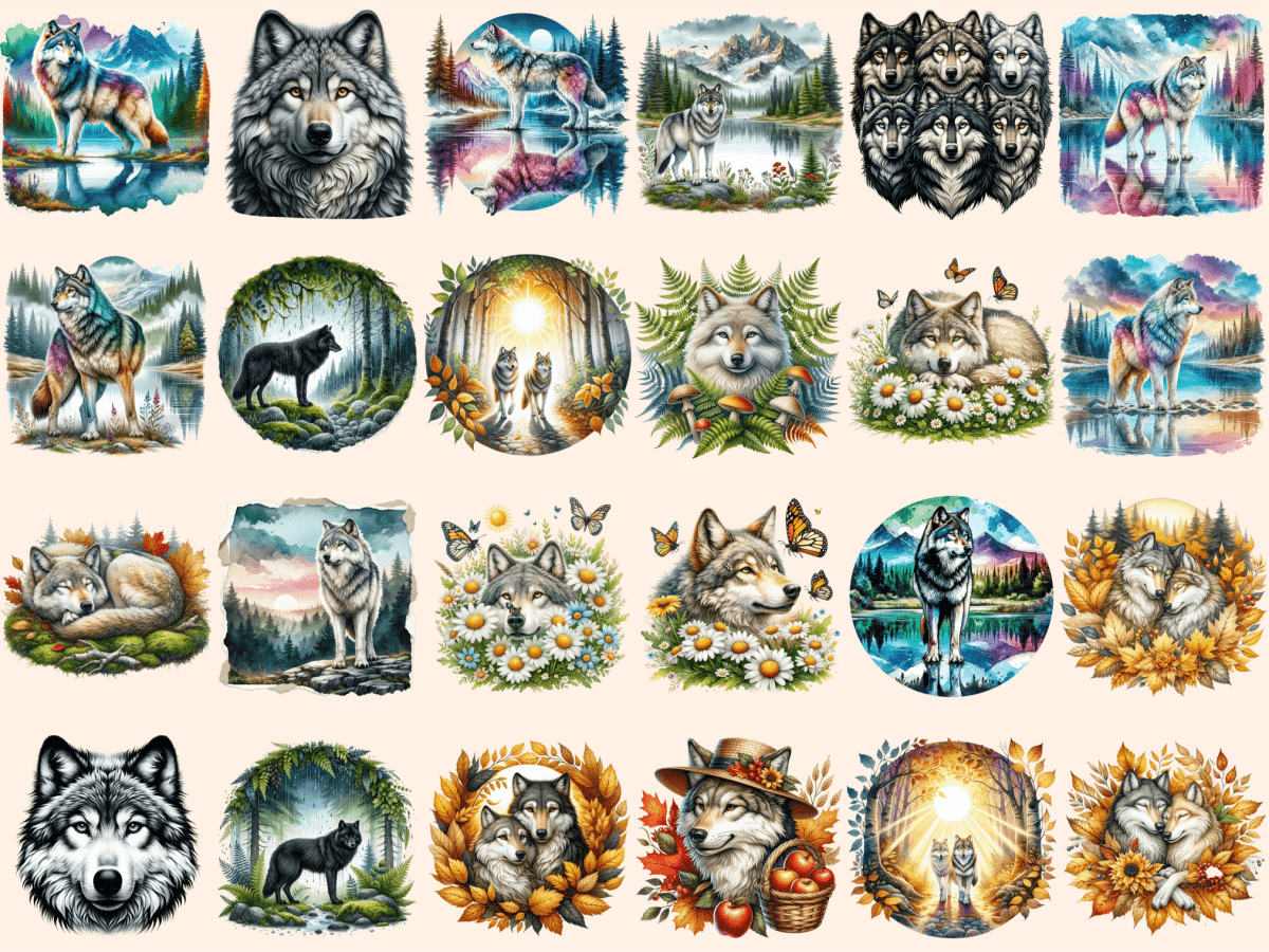 Wolves Clipart autopost Cute wolf art Digital wolf art - WondersArtist