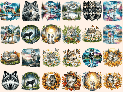 Wolves Clipart autopost Cute wolf art Digital wolf art - WondersArtist