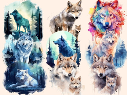 Wolves Watercolor Clipart watercolor wildlife - Wonders Artist