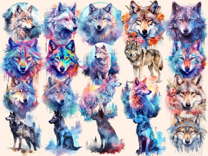 Wolves Watercolor Clipart watercolor wildlife - Wonders Artist