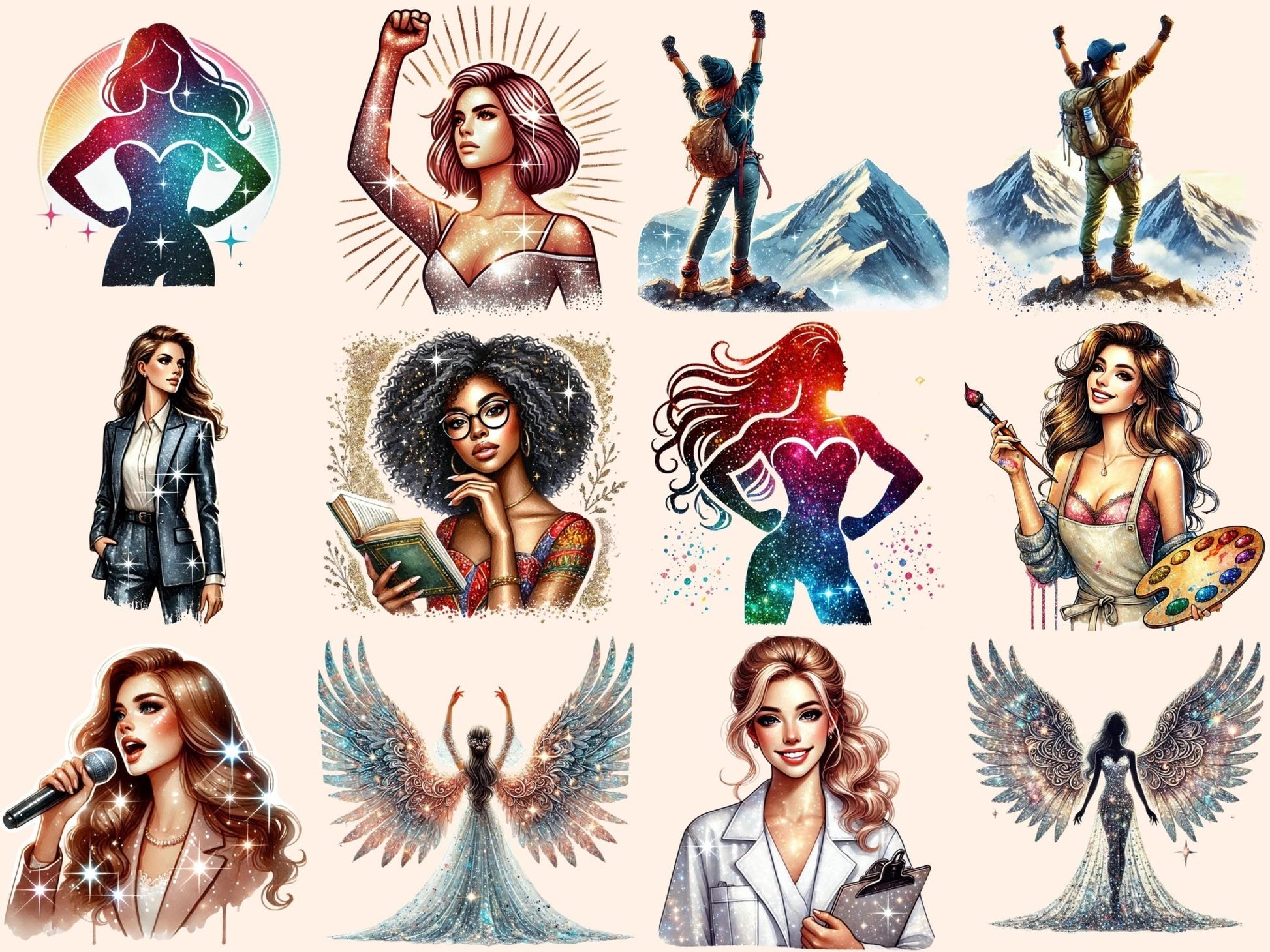 Women Empowerment Clipart - High - Quality Instant Digital Download for Creative Projects