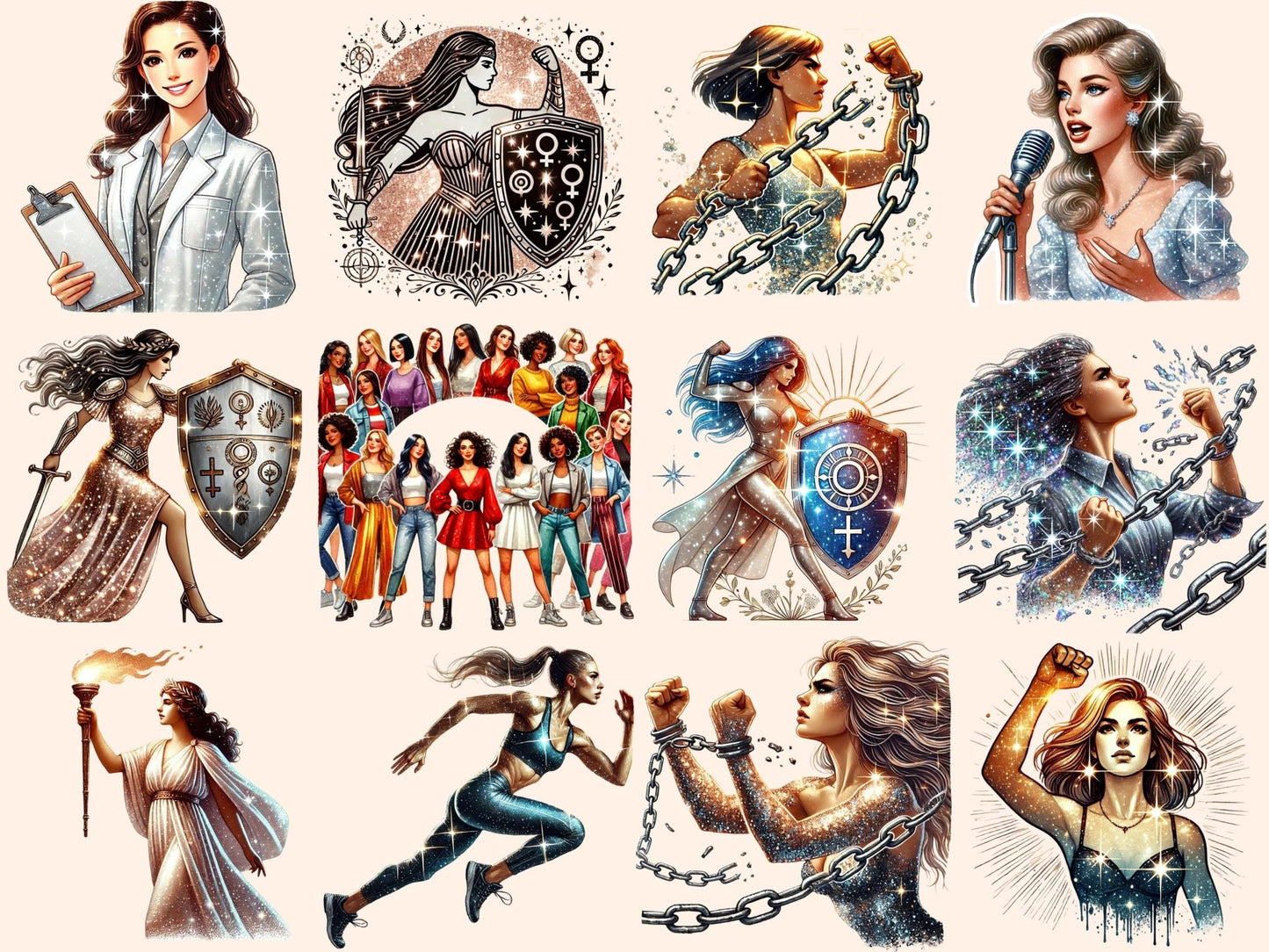 Women Empowerment Clipart - High - Quality Instant Digital Download for Creative Projects