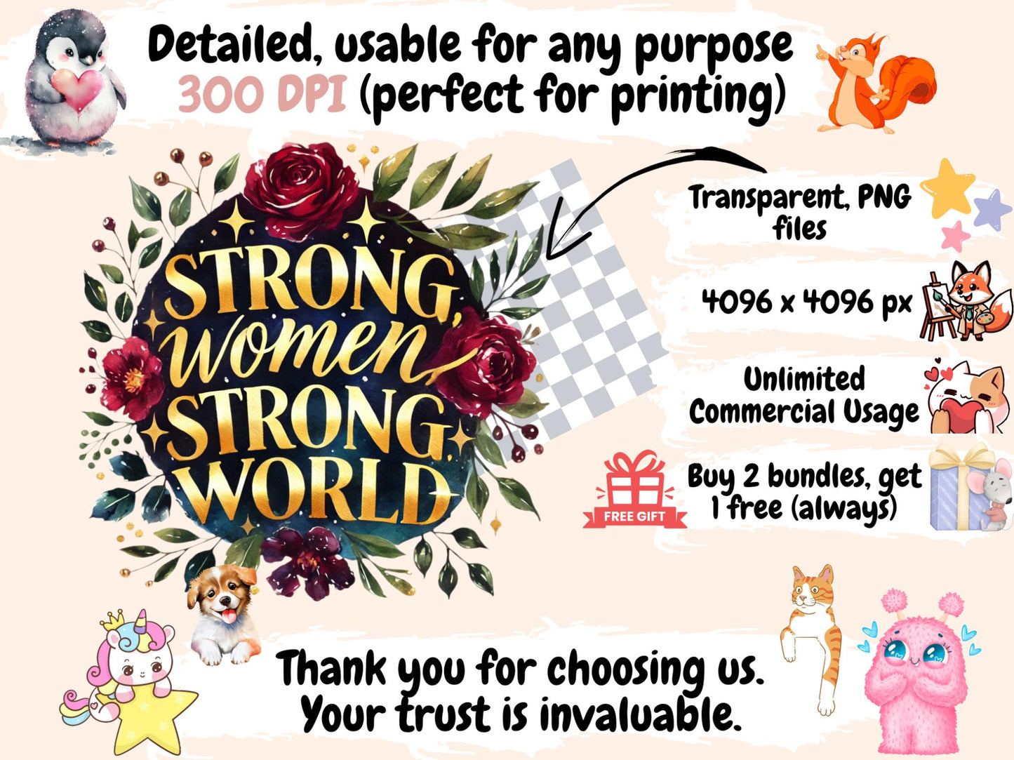 Women Empowerment Quotes Clipart - High - Quality Instant Digital Download for Creative Projects