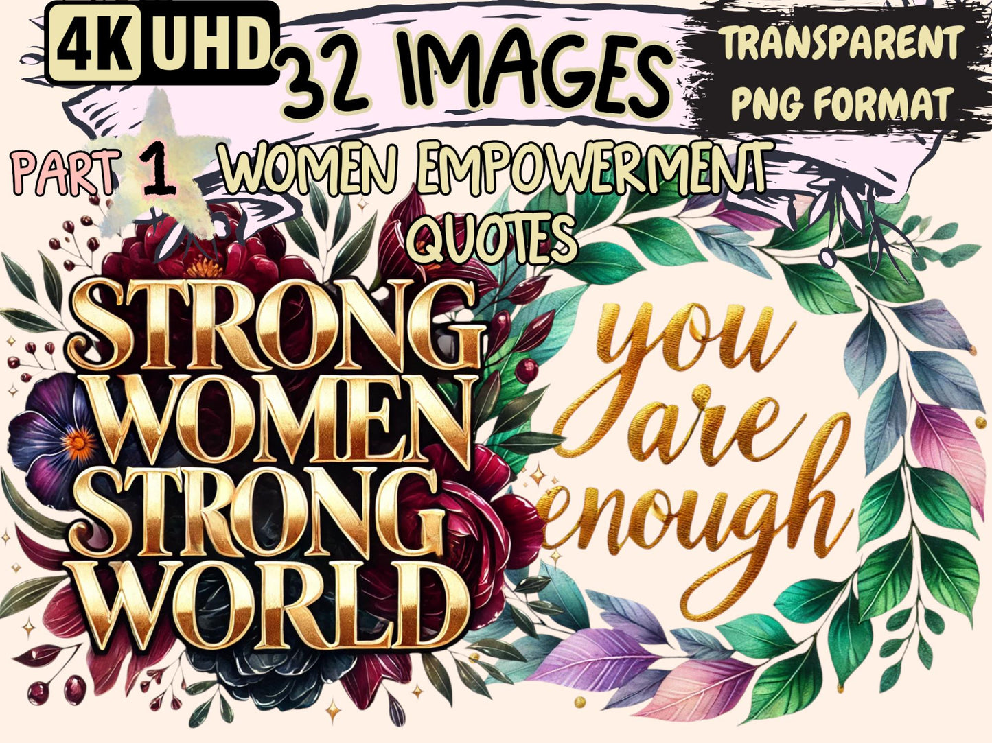 Women Empowerment Quotes Clipart - High - Quality Instant Digital Download for Creative Projects