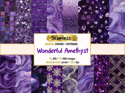 Wonderful Amethyst Seamless Digital Paper Amethyst Digital Art - Wonders Artist