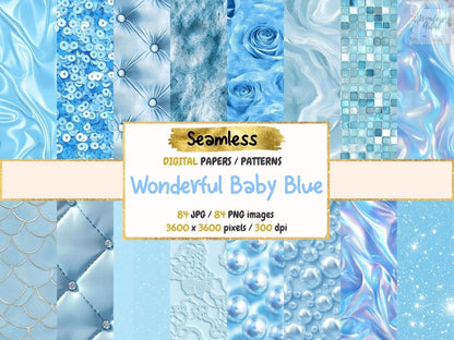 Wonderful Baby Blue Seamless Digital Paper Baby Blue Digital - Wonders Artist