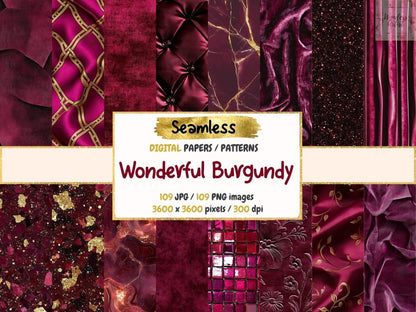 Wonderful Burgundy Seamless Digital Paper Burgundy Paper - Wonders Artist