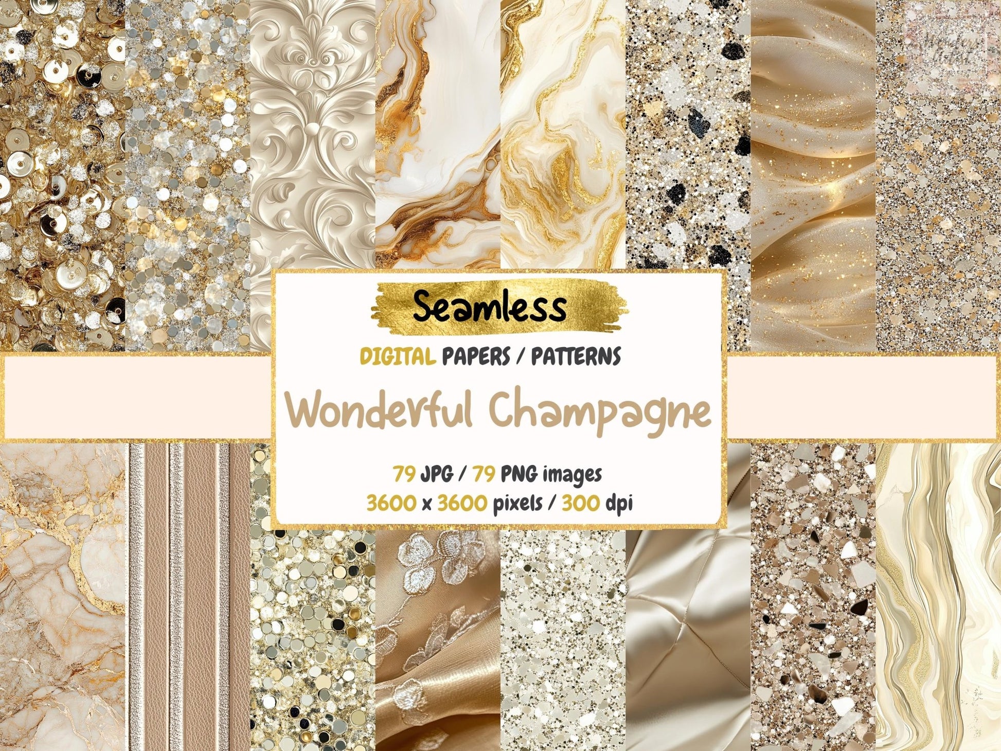 Wonderful Champagne Seamless Digital Paper - High - Quality Instant Digital Download for Creative Projects