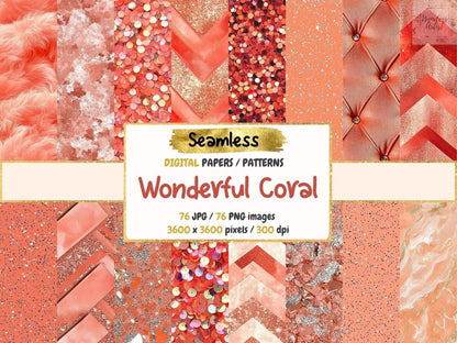 Wonderful Coral Seamless Digital Paper Coral Blossom Art - Wonders Artist