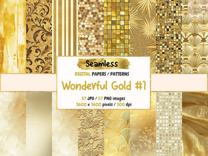Wonderful Gold #1 Seamless Digital Paper Elegant Gold Paper - Wonders Artist