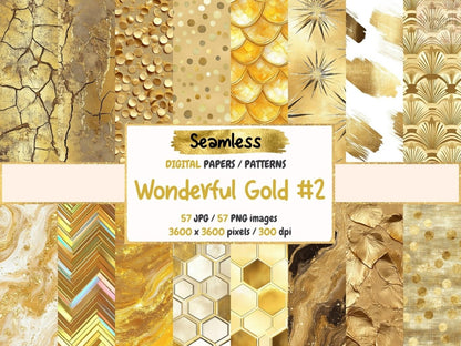 Wonderful Gold #2 Seamless Digital Paper Elegant Gold Paper - Wonders Artist
