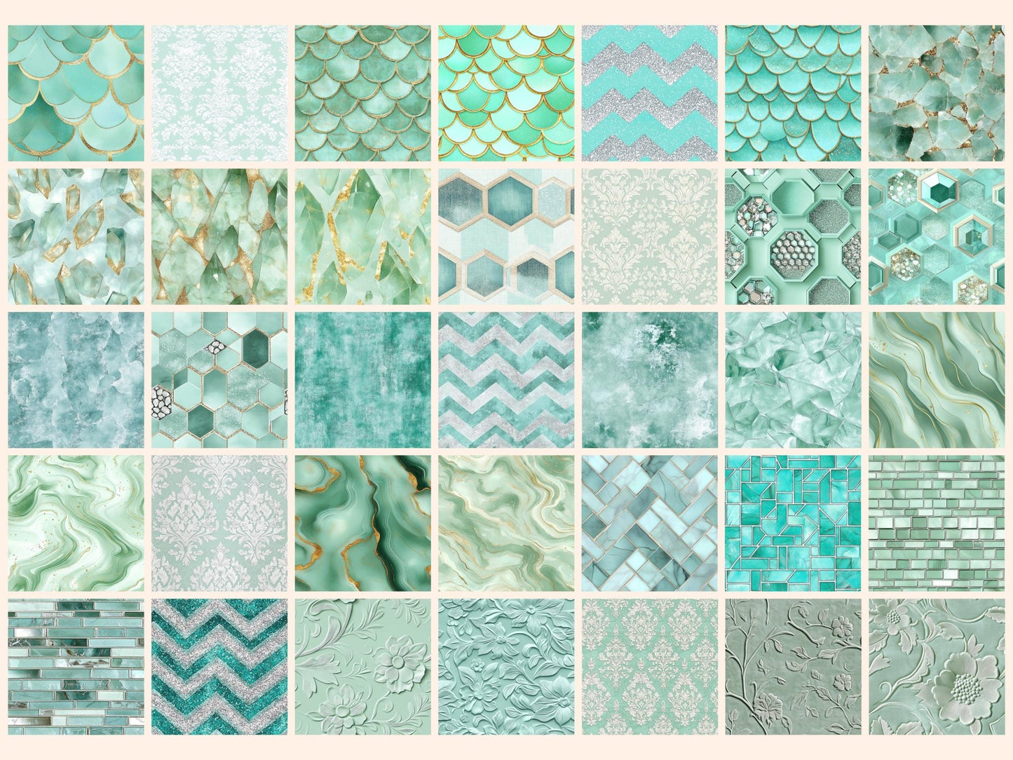 Wonderful Mint Seamless Digital Paper - High - Quality Instant Digital Download for Creative Projects