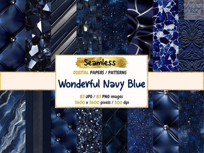 Wonderful Navy Blue Seamless Digital Paper Blue Pattern Paper - Wonders Artist