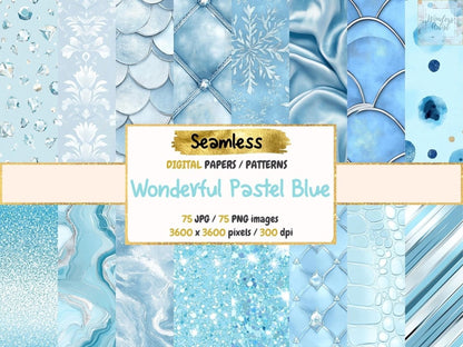 Wonderful Pastel Blue Seamless Digital Paper Baby Blue Seamless - Wonders Artist