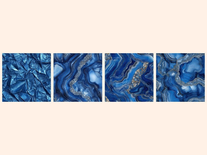 Wonderful Sapphire Seamless Digital Paper Blue Botanical - Wonders Artist