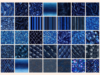 Wonderful Sapphire Seamless Digital Paper Blue Botanical - Wonders Artist