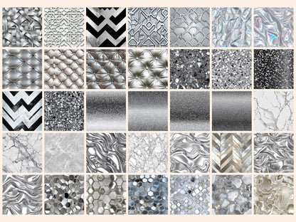 Wonderful Silver Seamless Digital Paper Glitter Silver paper - Wonders Artist