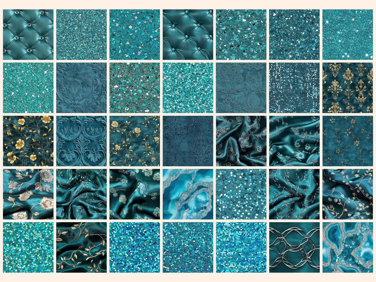 Wonderful Teal Seamless Digital Paper - High - Quality Instant Digital Download for Creative Projects