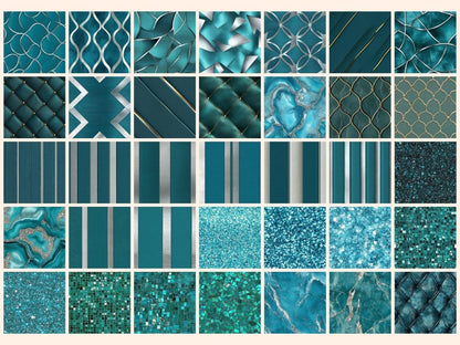 Wonderful Teal Seamless Digital Paper Aqua Print Paper - Wonders Artist