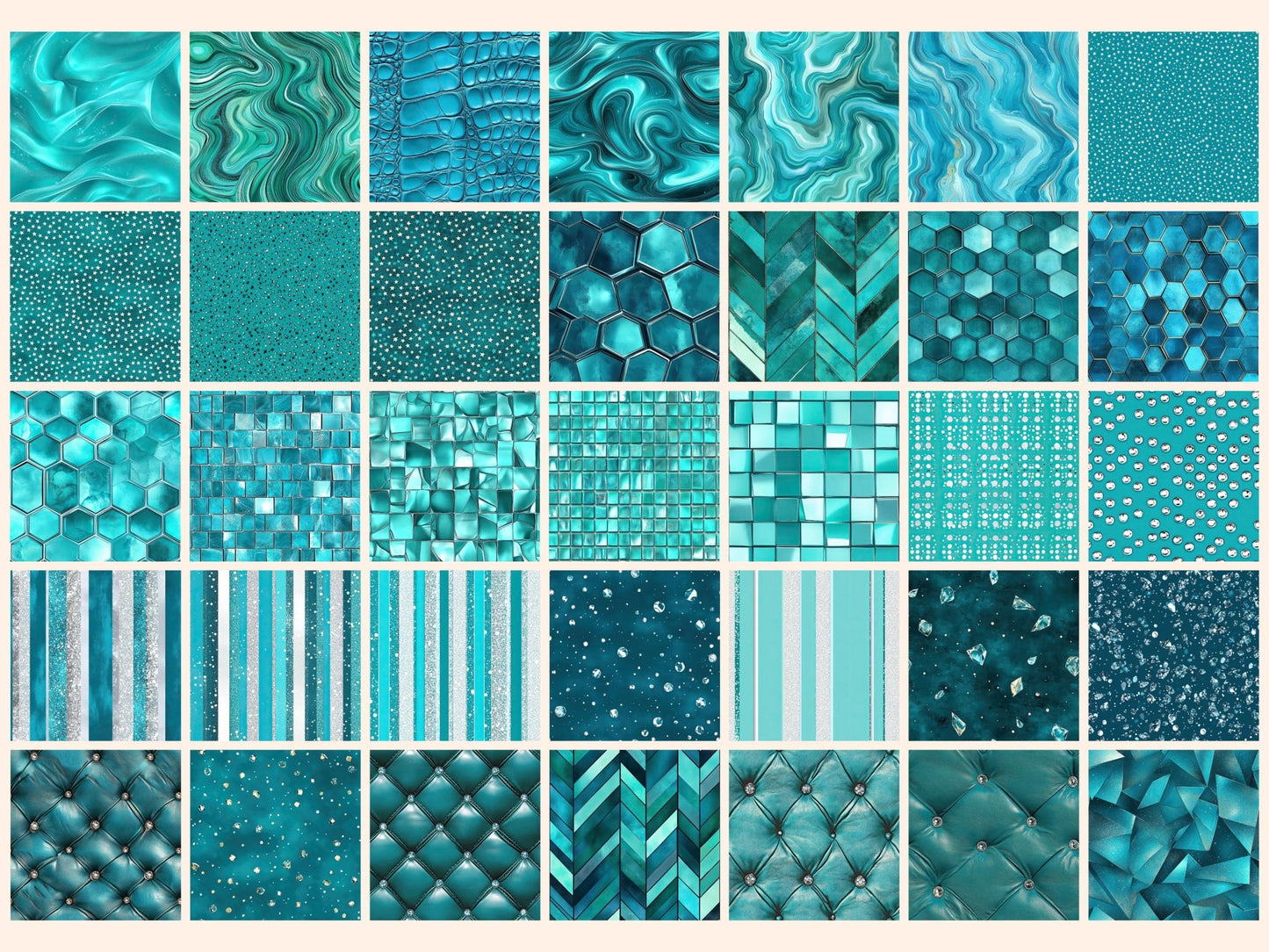 Wonderful Turquoise Seamless Digital Paper - High - Quality Instant Digital Download for Creative Projects