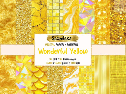 Wonderful Yellow #1 Seamless Digital Paper Bright Yellow Print - Wonders Artist