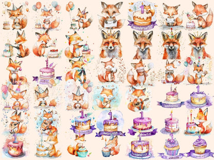 WondersArtist 1st Birthday Watercolor Clipart - Wonders Artist