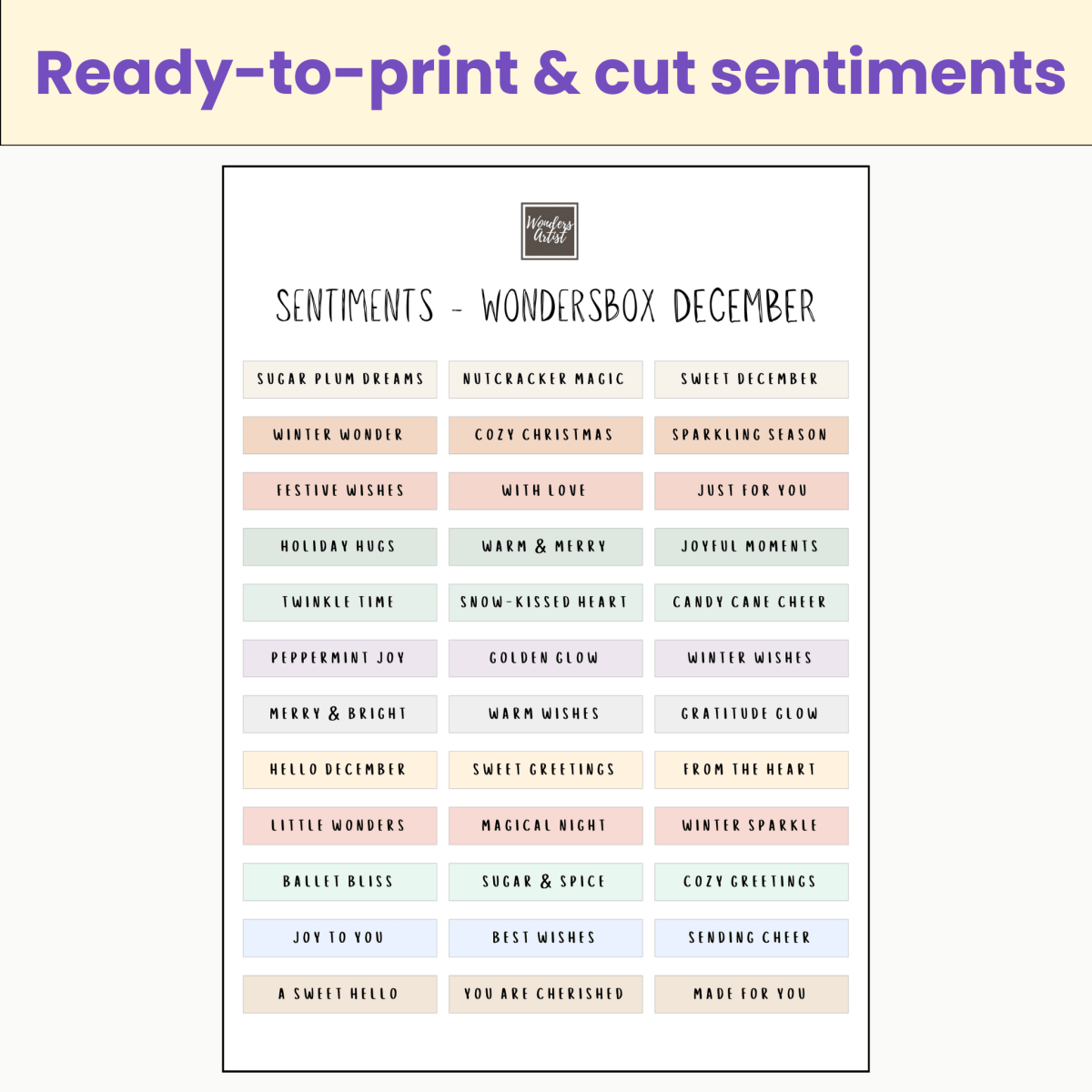 WondersBox December - Nutcracker Sugar Ball a4 canva template cardmaking kit - WondersArtist