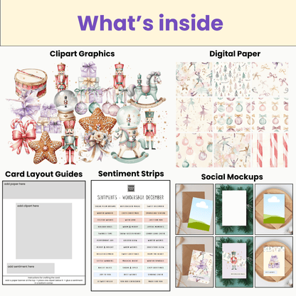 WondersBox December - Nutcracker Sugar Ball a4 canva template cardmaking kit - WondersArtist
