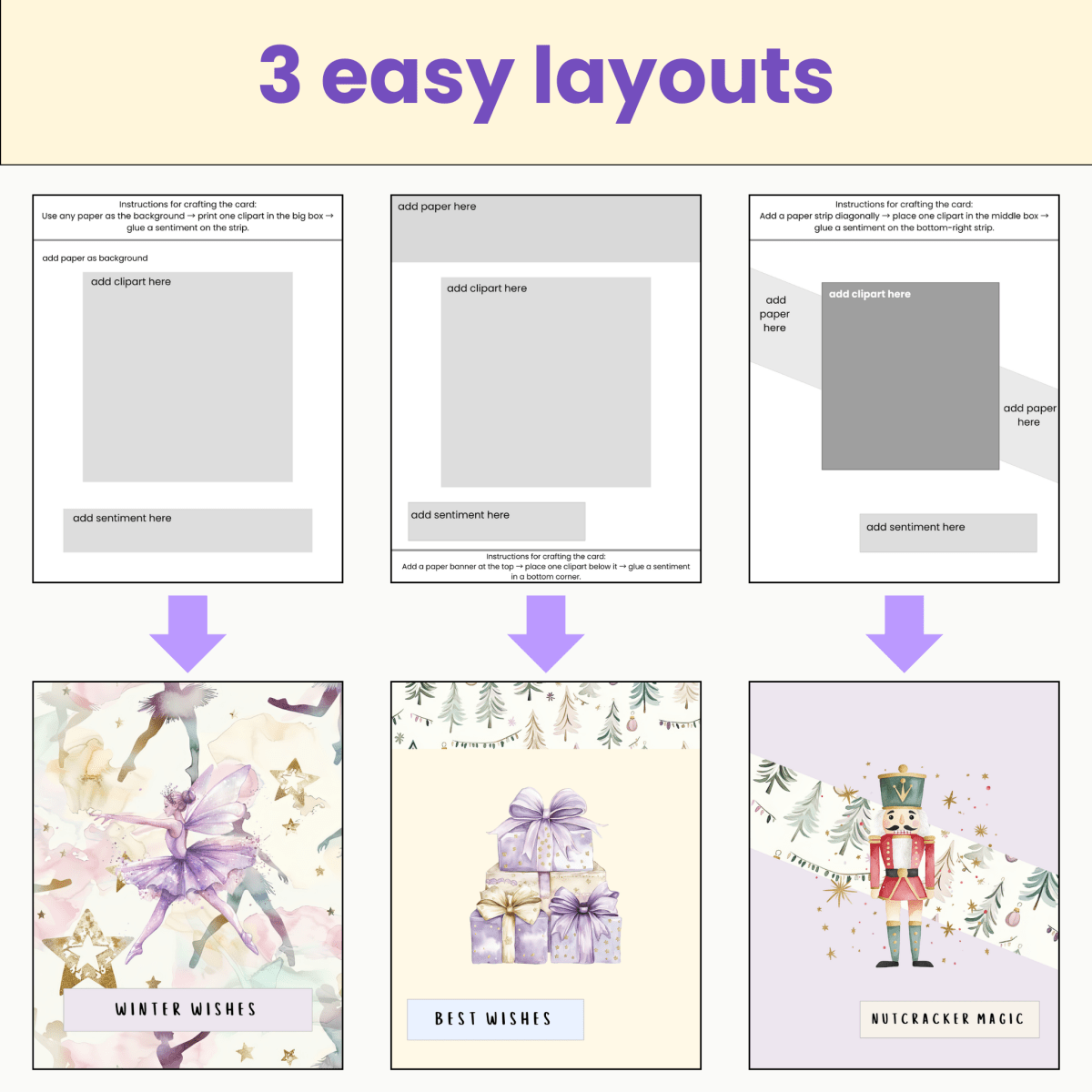 WondersBox December - Nutcracker Sugar Ball a4 canva template cardmaking kit - WondersArtist