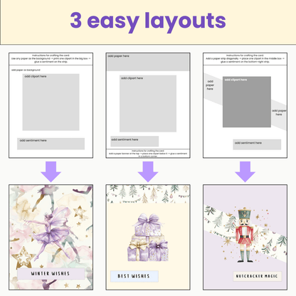 WondersBox December - Nutcracker Sugar Ball a4 canva template cardmaking kit - WondersArtist