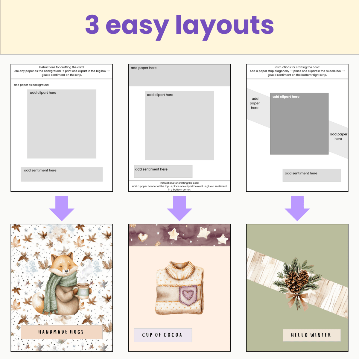 WondersBox November - Sweater Weather Woodland a4 canva template cardmaking kit - WondersArtist