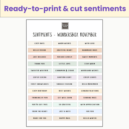 WondersBox November - Sweater Weather Woodland a4 canva template cardmaking kit - WondersArtist