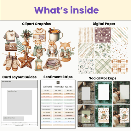 WondersBox November - Sweater Weather Woodland a4 canva template cardmaking kit - WondersArtist