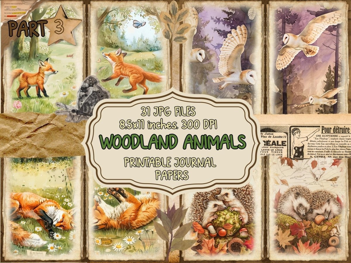 Woodland Animals Journal Pages (P3) Animal Ephemera - Wonders Artist