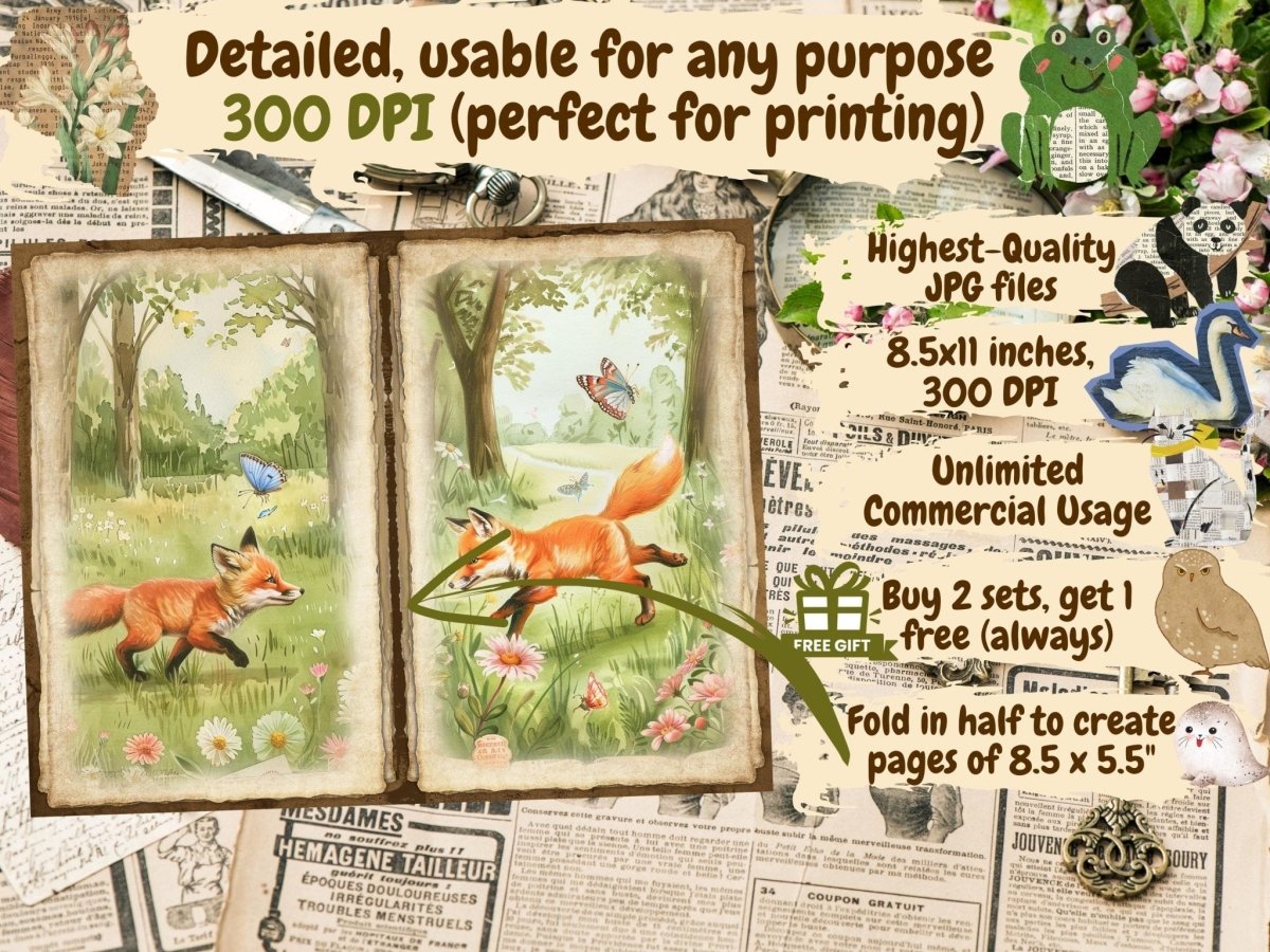 Woodland Animals Journal Pages (P3) Animal Ephemera - Wonders Artist