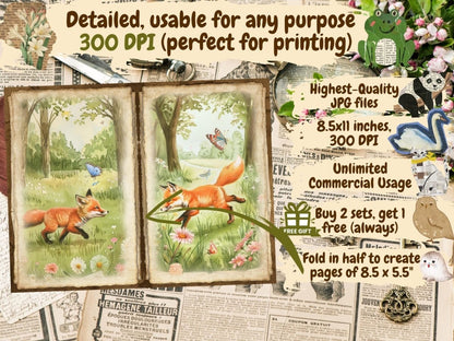 Woodland Animals Journal Pages (P3) Animal Ephemera - Wonders Artist