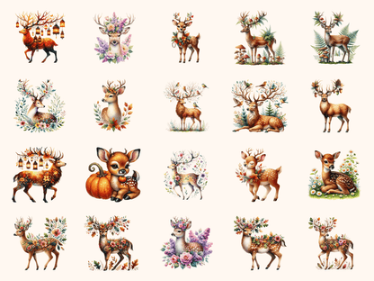 Woodland Deer Clipart All Bundles Clipart Line Art - WondersArtist