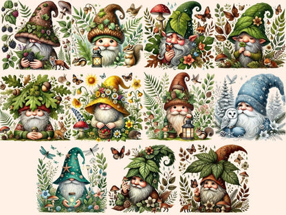 Woodland Gnomes (P2) Clipart Cute gnome art - Wonders Artist