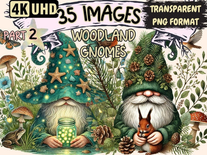 Woodland Gnomes (P2) Clipart Cute gnome art - Wonders Artist