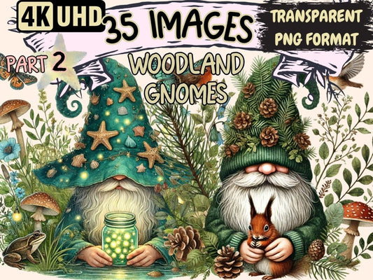 Woodland Gnomes (P2) Clipart Cute gnome art - Wonders Artist