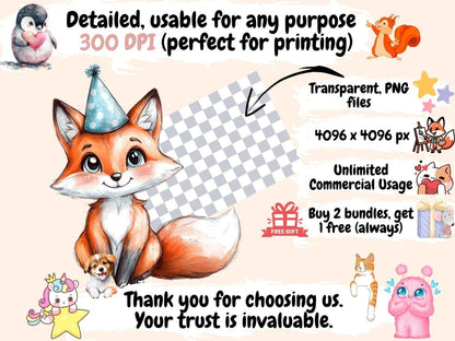 Woodland Party Watercolor Clipart - Wonders Artist