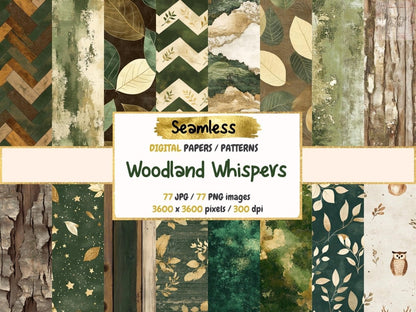 Woodland Whispers Seamless Digital Paper Enchanted Forest Art - Wonders Artist