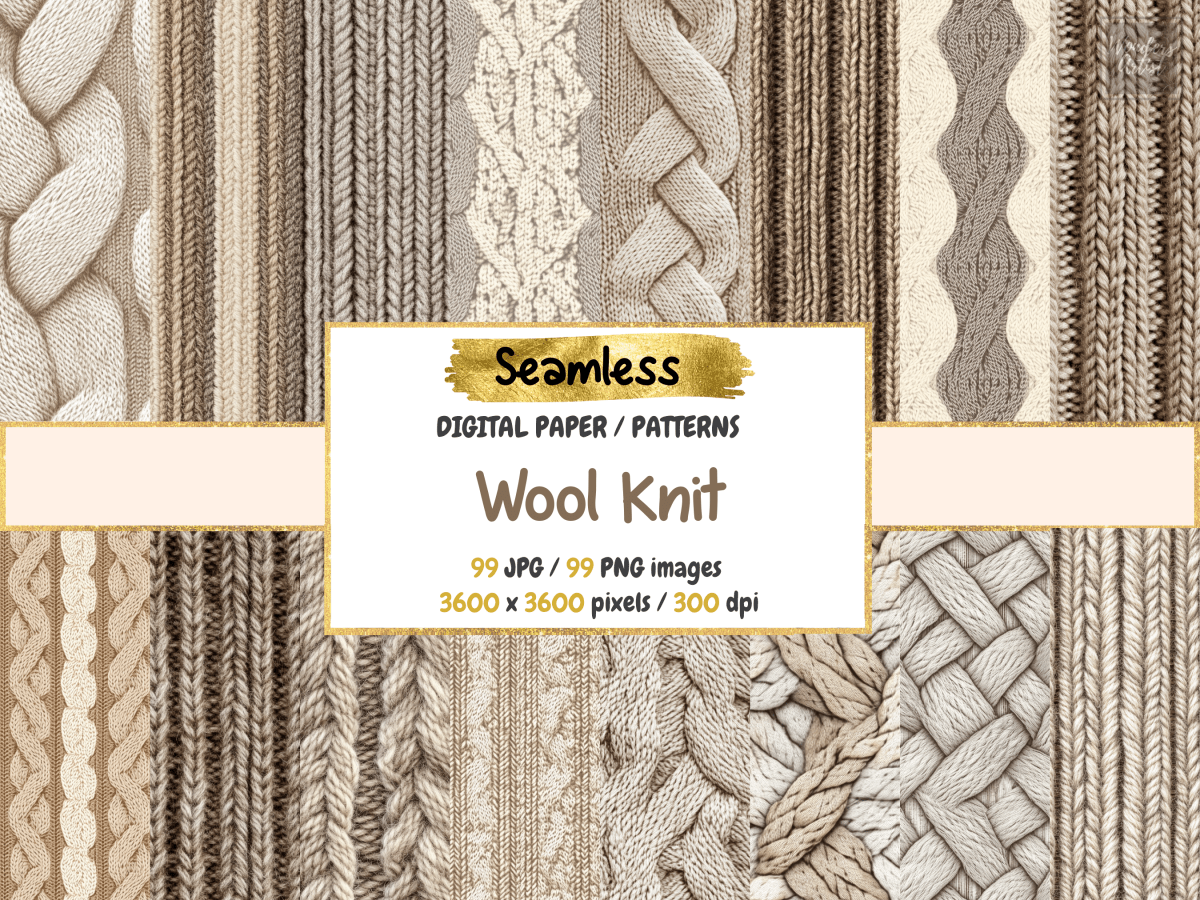 Wool Knit Digital Paper All Bundles Backgrounds Digital Paper - WondersArtist
