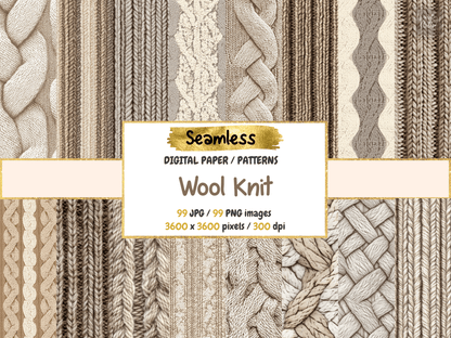 Wool Knit Digital Paper All Bundles Backgrounds Digital Paper - WondersArtist